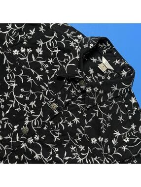 Christopher Banks Black Silver Floral Embroidered Cropped‎ Jacket Women Size S